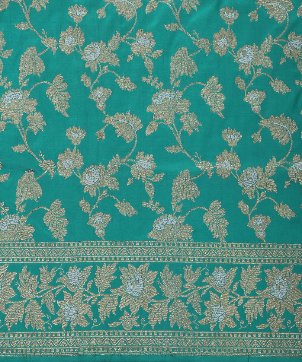 Handloom_Firozi_Kadhwa_Jangla_Pure_Katan_Silk_Banarasi_Dupatta_with_Rose_Motifs_WeaverStory_03