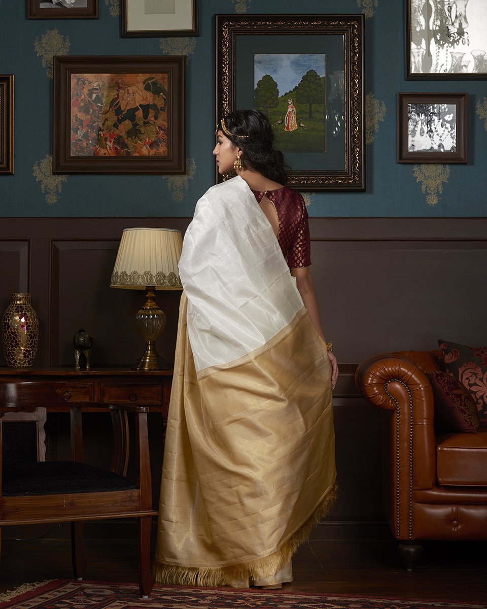 Handloom_Gold_And_Silver_Kanjivaram_Pure_Silk_Saree_With_Korvai_Weave_WeaverStory_03