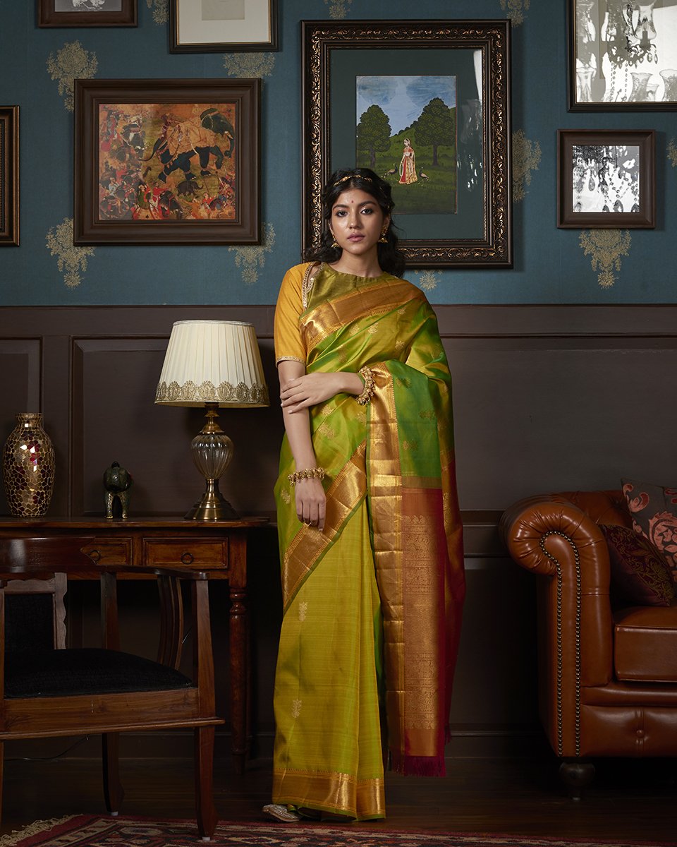 Handloom_Green_Kanjivaram_Pure_Silk_Saree_with_Gandaberunda_Motif_WeaverStory_02