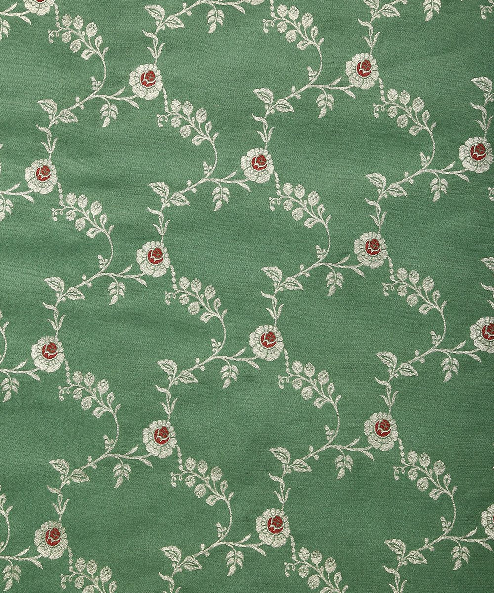 Green_Pure_Mulberry_Silk_Handloom_Banarasi_Fabric_with_Meenakari_Jaal_WeaverStory_03