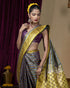 Handloom_Grey_Striped_Pure_Katan_Silk_Tanchoi_Banarasi_Saree_with_Yellow_Border_WeaverStory_01