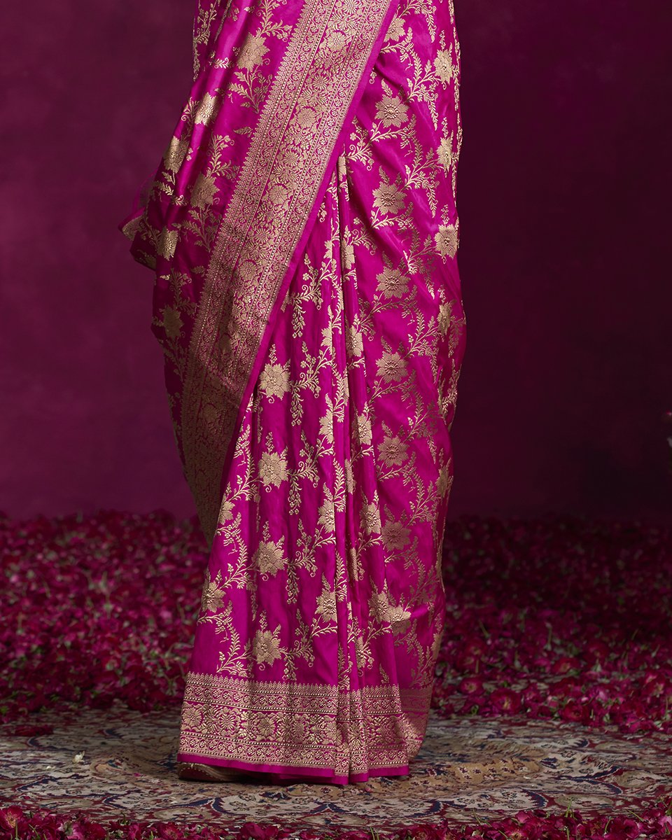 Handloom_Hot_Pink_Kadhwa_Katan_Silk_Banarasi_Saree_with_Jangla_Design_WeaverStory_04