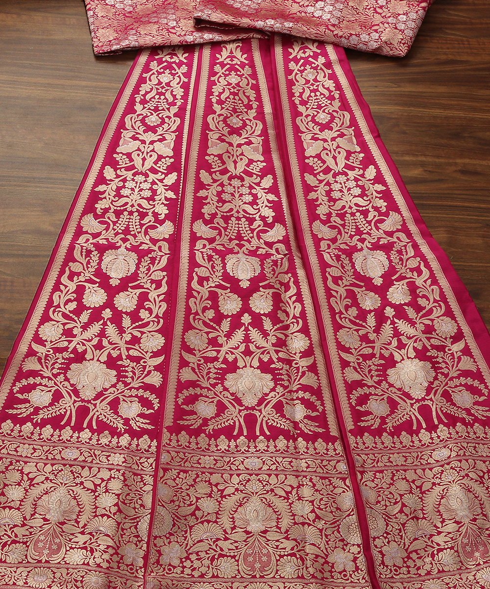 Handloom_Hot_Pink_Sona_Rupa_Zari_Work_Katan_Silk_Banarasi_Lehenga_with_Jangla_Dupatta_and_Brocade_Blouse_WeaverStory_02