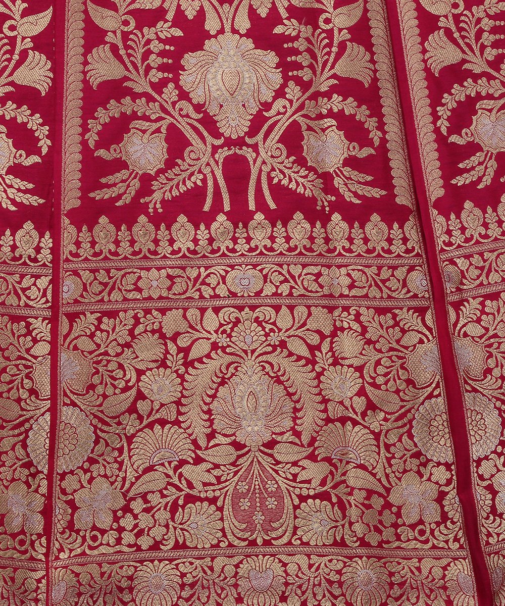 Handloom_Hot_Pink_Sona_Rupa_Zari_Work_Katan_Silk_Banarasi_Lehenga_with_Jangla_Dupatta_and_Brocade_Blouse_WeaverStory_04