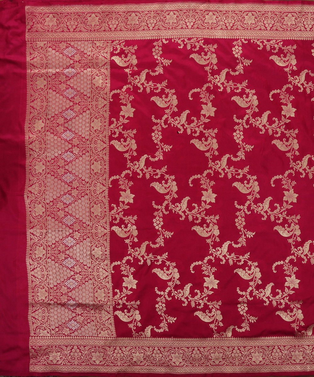 Handloom_Hot_Pink_Sona_Rupa_Zari_Work_Katan_Silk_Banarasi_Lehenga_with_Jangla_Dupatta_and_Brocade_Blouse_WeaverStory_07