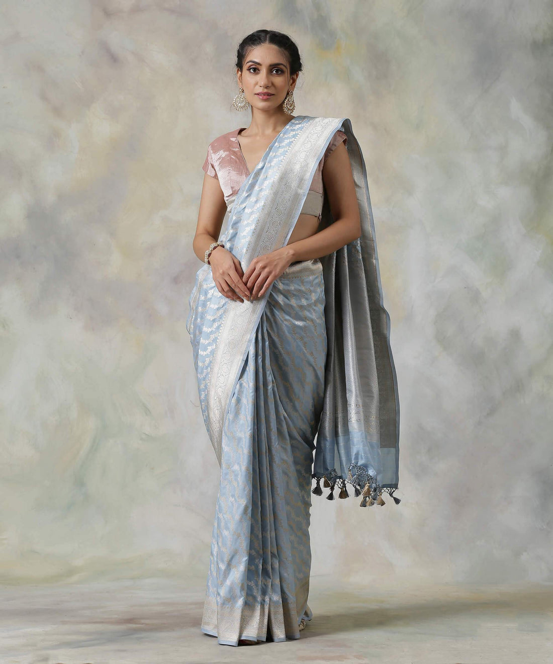 Handloom_Ice_Blue_Pure_Katan_Silk_Banarasi_Jangla_Saree_WeaverStory_02