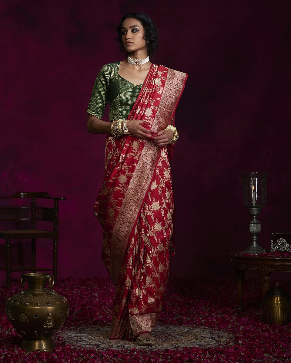 Handloom_Kadhwa_Red_Banarasi_Saree_with_Meenakari_and_Jangla_Design_WeaverStory_02