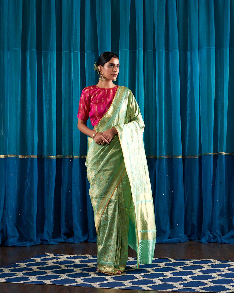 Handloom_Light_Green_Kimkhab_Shikargah_Saree_WeaverStory_02