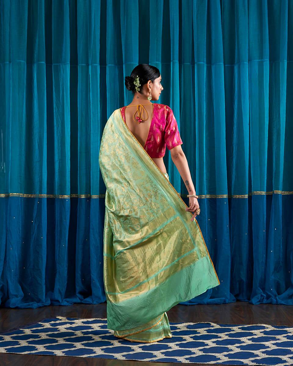 Handloom_Light_Green_Kimkhab_Shikargah_Saree_WeaverStory_03