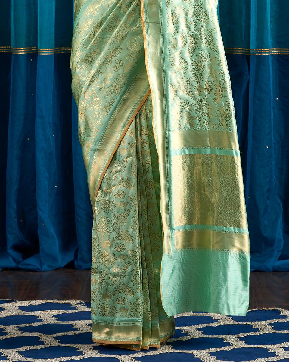 Handloom_Light_Green_Kimkhab_Shikargah_Saree_WeaverStory_04