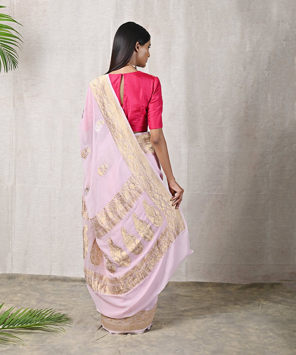 Handloom_Light_Pink_Banarasi_Georgette_Kadhwa_Saree_with_Booti_WeaverStory_03