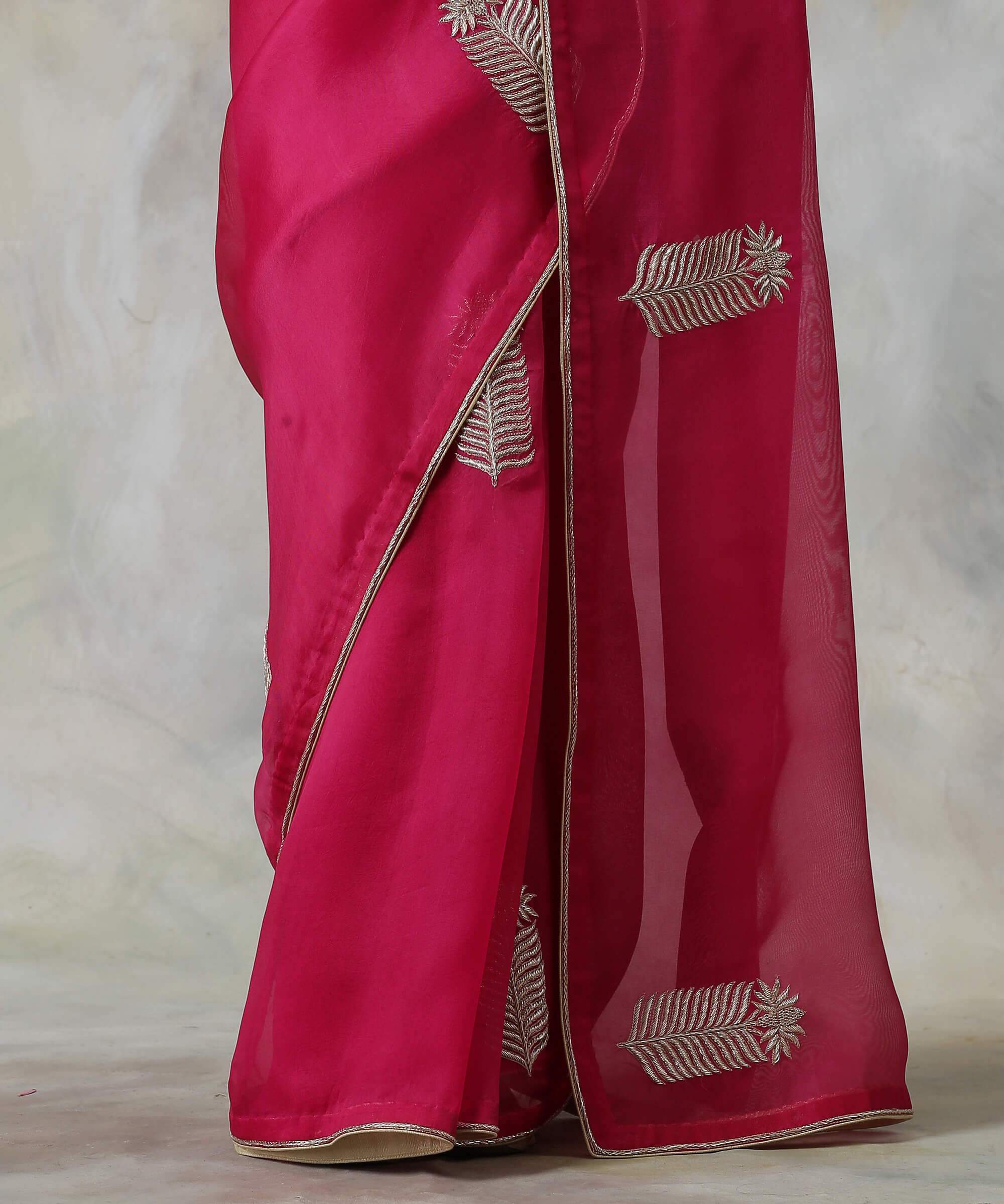 Pink_Hand_Embroidered_Organza_Saree_with_Zardozi_Booti_WeaverStory_04