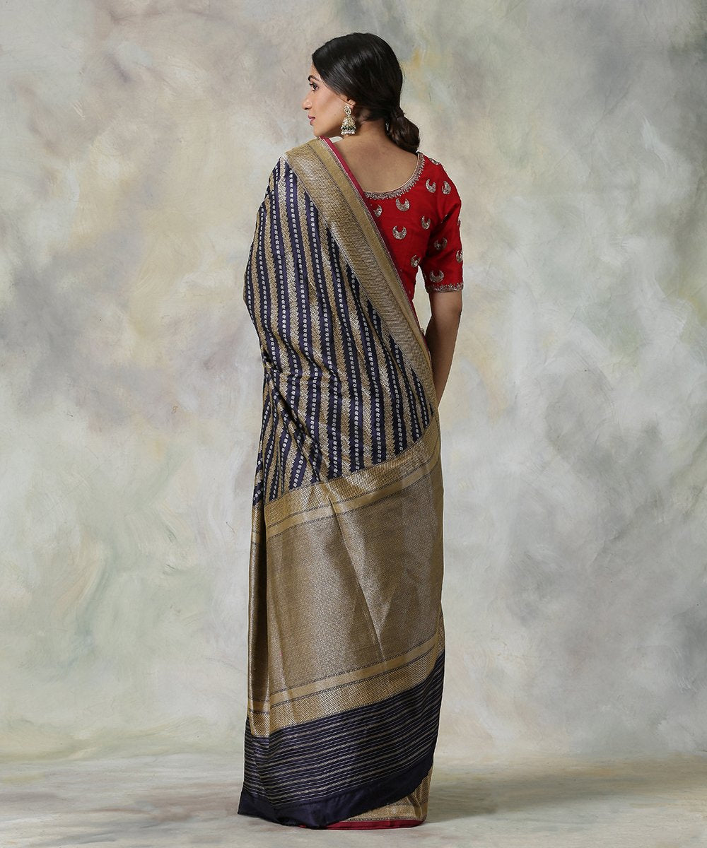 Handloom_Navy_Blue_Banarasi_Saree_with_Jamdani_Weave_and_Aada_Bel_WeaverStory_03