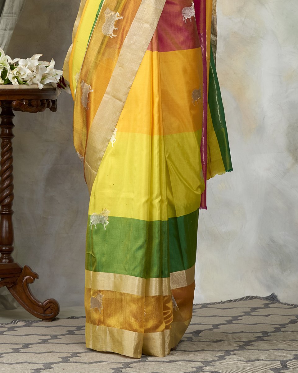 Handloom_Multicolor_Chanderi_Pure_Silk_Saree_with_Woven_Cow_Motifs_WeaverStory_04