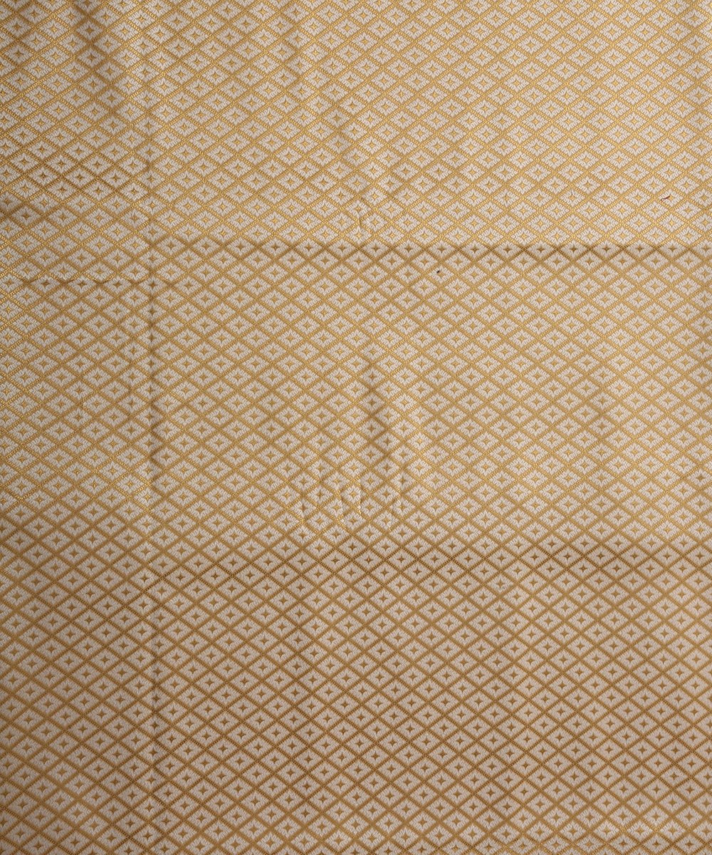 Handloom_Offwhite_and_Gold_Satin_Brocade_Banarasi_Fabric_with_Big_Checks_WeaverStory_02