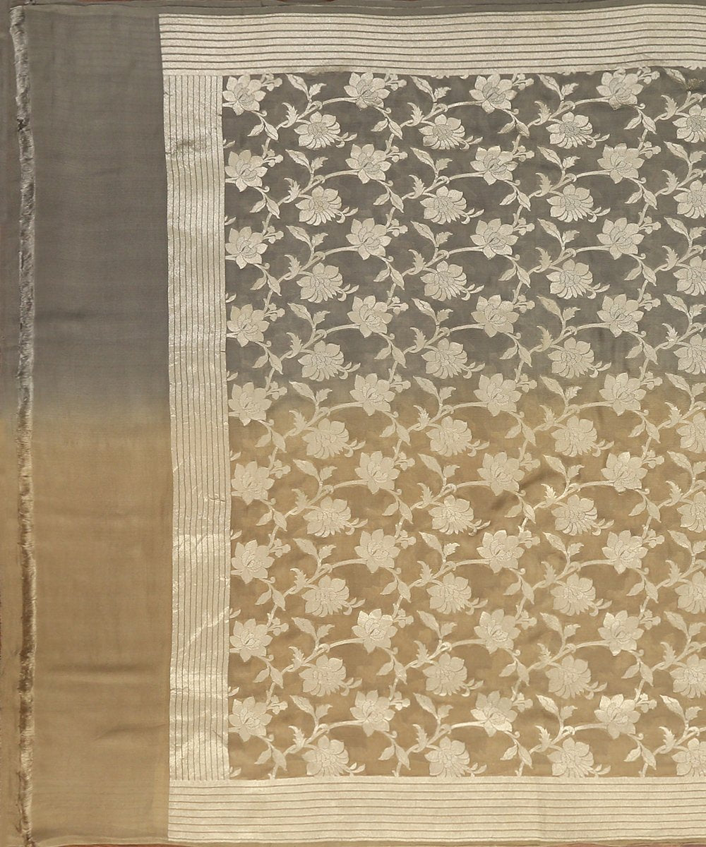 Handloom_Olive_Beige_Ombre_Dye_Banarasi_Georgette_Jangla_Dupatta_WeaverStory_02