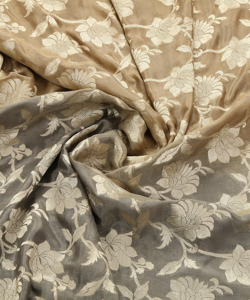 Handloom_Olive_Beige_Ombre_Dye_Banarasi_Georgette_Jangla_Dupatta_WeaverStory_06