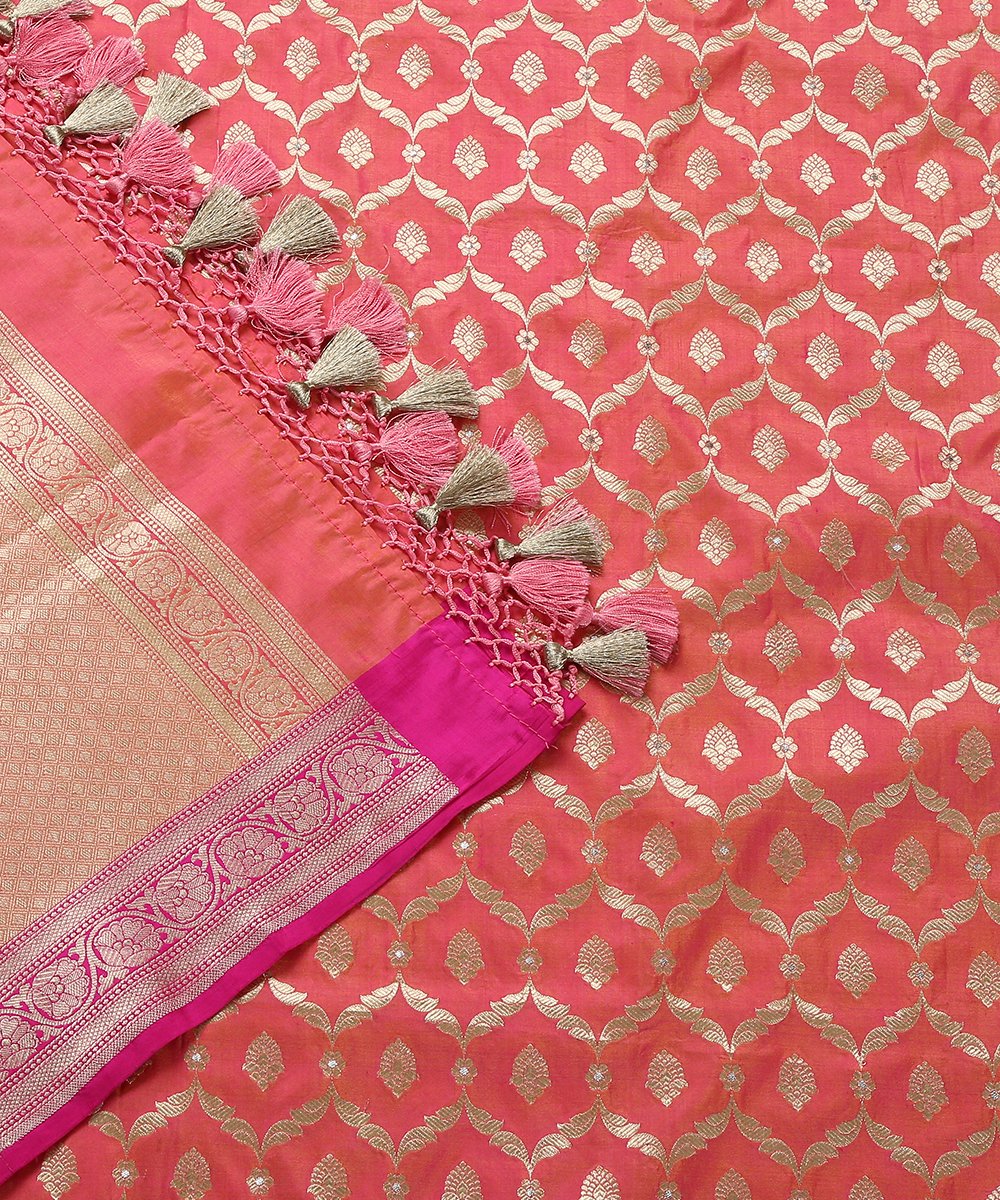 Handloom_Peach_Cutwork_Banarasi_Dupatta_with_Meenakari_Jaal_WeaverStory_04