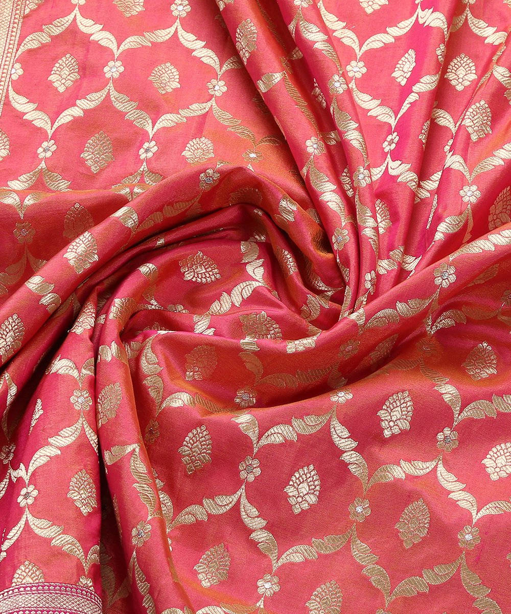 Handloom_Peach_Cutwork_Banarasi_Dupatta_with_Meenakari_Jaal_WeaverStory_05