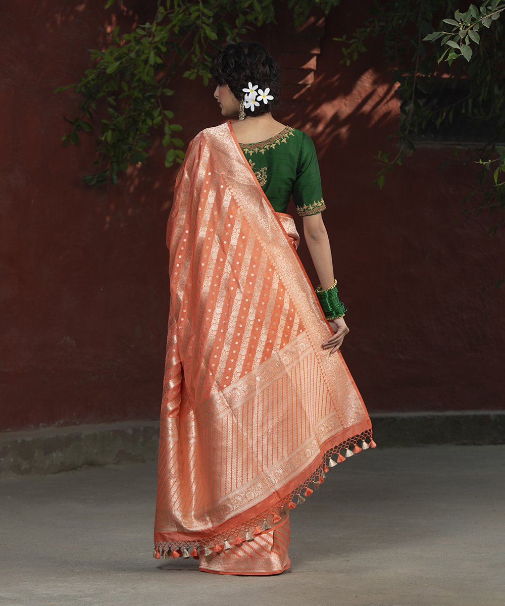 Handloom_Peach_Katan_Silk_Cutwork_Banarasi_Saree_with_Aada_Jangla_WeaverStory_03