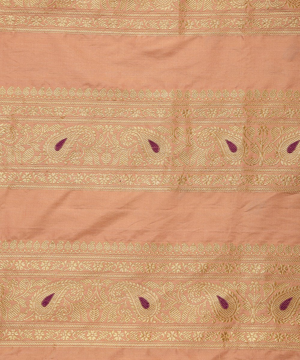 Handloom_Peach_Katan_Silk_Kadhwa_Banarasi_Lehenga_with_Bootidar_Design_WeaverStory_05