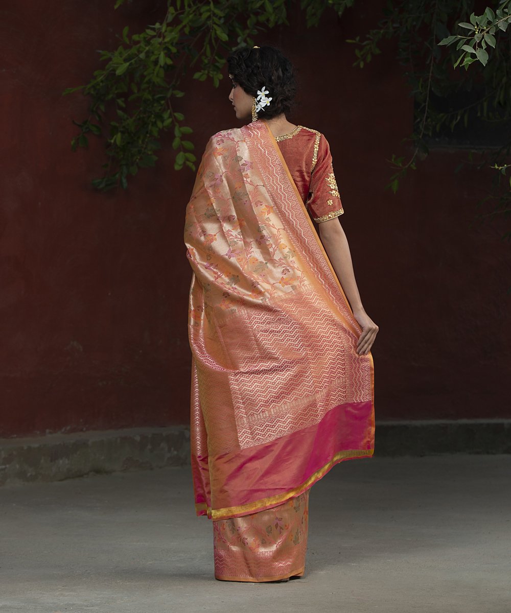 Handloom_Peach_Zari_Base_Katan_Silk_Banarasi_Saree_with_Meenakari_Jaal_WeaverStory_03