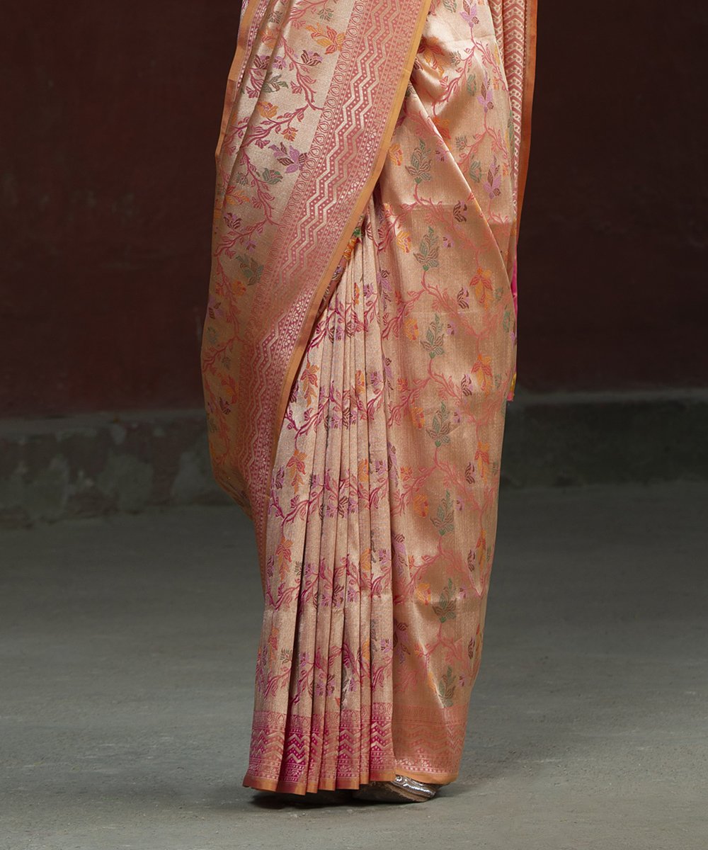Handloom_Peach_Zari_Base_Katan_Silk_Banarasi_Saree_with_Meenakari_Jaal_WeaverStory_04