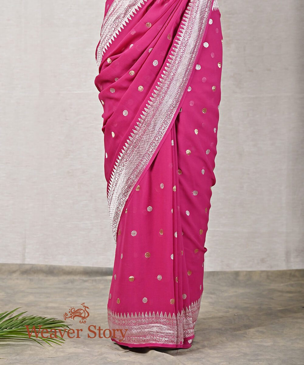 Handloom_Pink_Bootidar_Banarasi_Georgette_Saree_with_Silver_Zari_WeaverStory_04