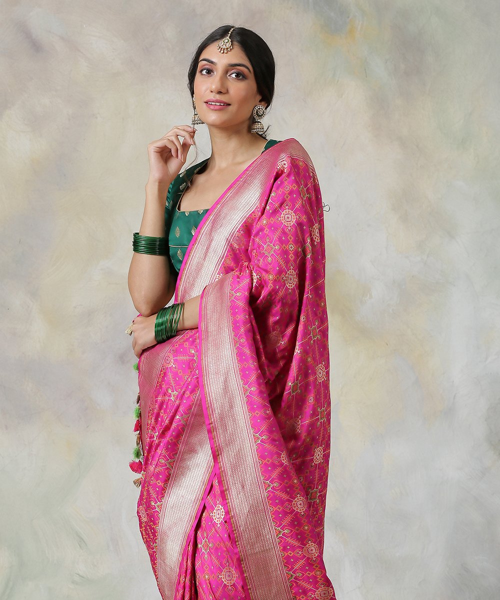 Handloom_Pink_Katan_Silk_Banarasi_Patola_Saree_with_Meenakari_WeaverStory_01