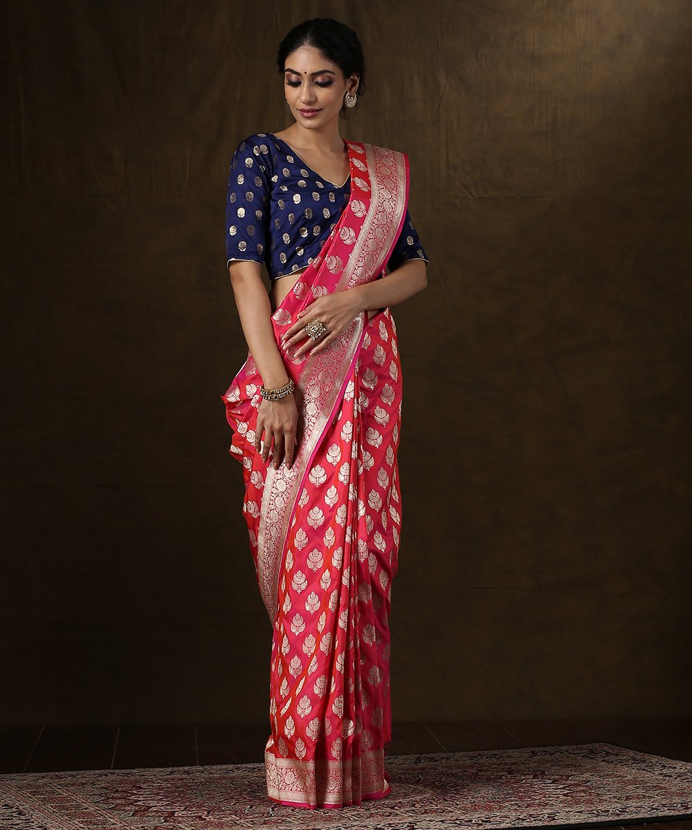 Handloom_Pink_Cutwork_Katan_Silk_Banarasi_Saree_with_Bootis_and_Heavy_Brocade_Blouse_WeaverStory_02