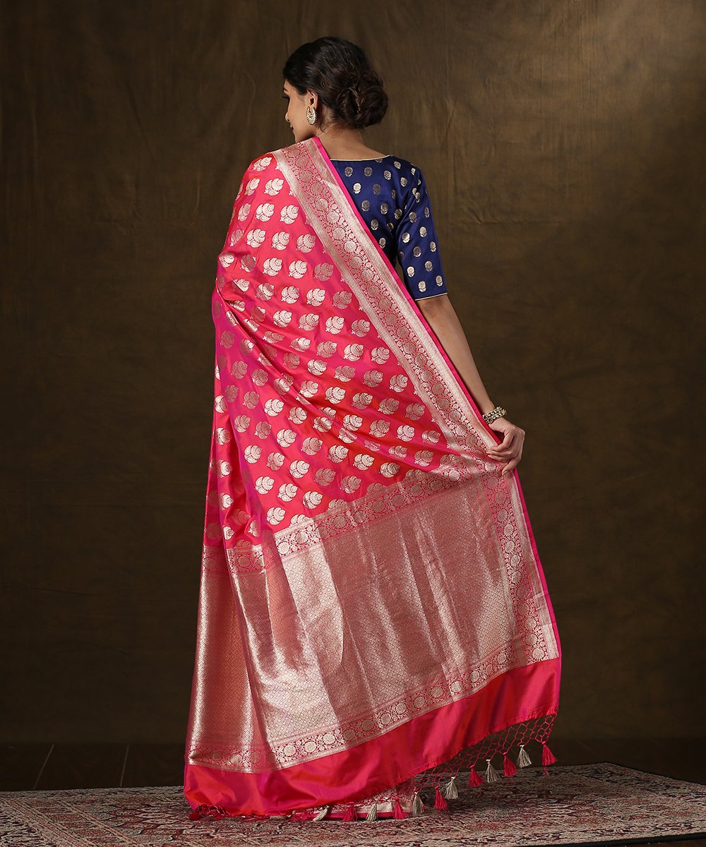 Handloom_Pink_Cutwork_Katan_Silk_Banarasi_Saree_with_Bootis_and_Heavy_Brocade_Blouse_WeaverStory_03