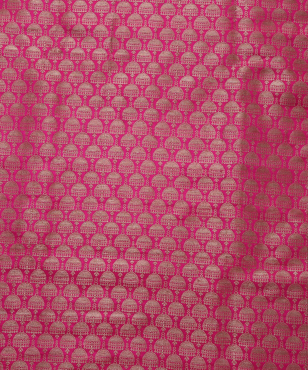 Handloom_Pink_Banarasi_Brocade_Fabric_with_Jhumki_Booti_Design_WeaverStory_02