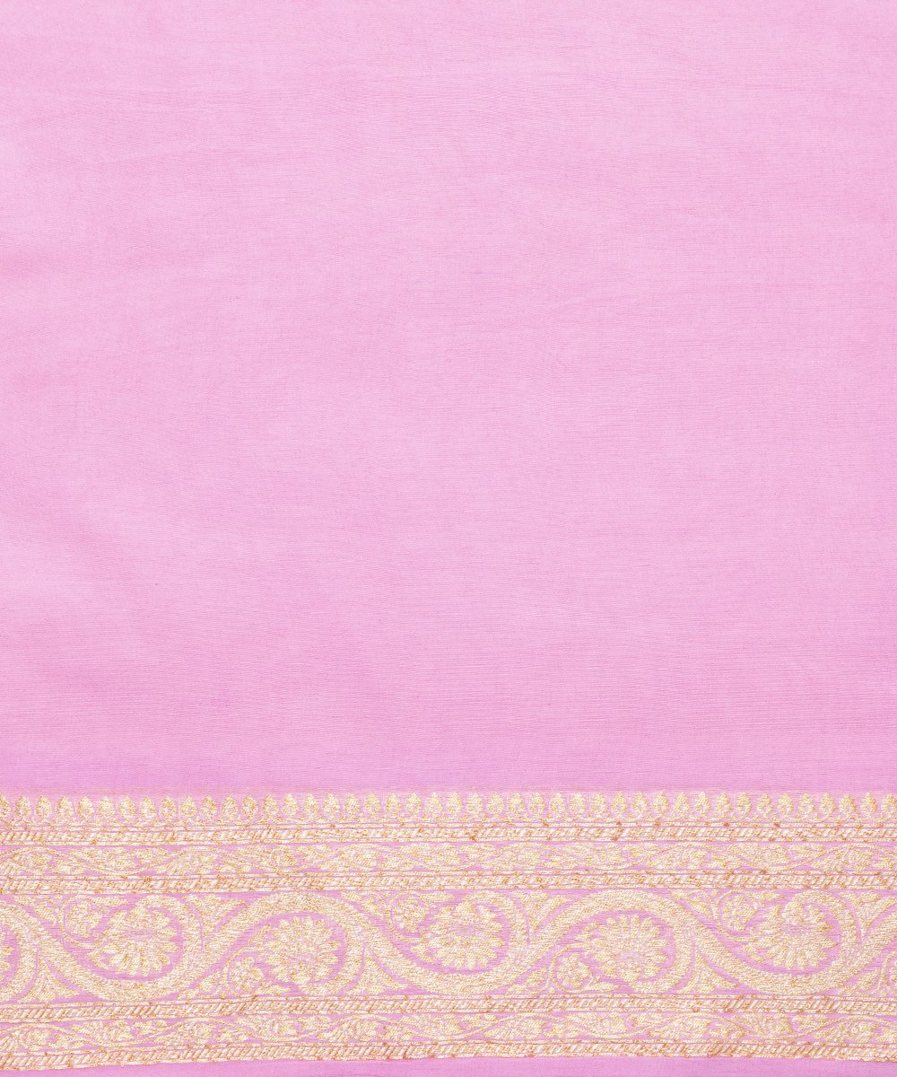 Handloom_Pink_Pure_Georgette_Banarasi_Saree_with_Meenkari_Booti_WeaverStory_05