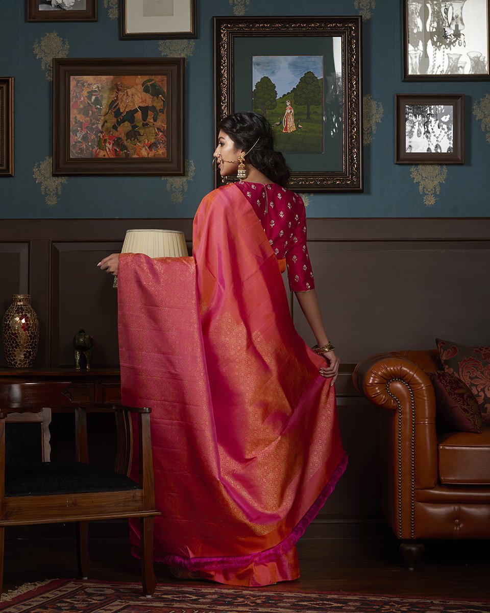 Handloom_Pink_Kanjivaram_Pure_Silk_Saree_With_All_Over_Zari_Brocade_WeaverStory_03
