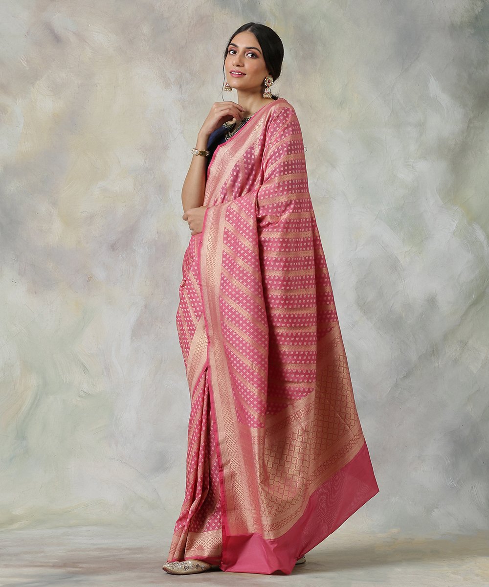 Handloom_Rose_Pink_Katan_Georgette_Banarasi_Saree_with_Aada_Bel_WeaverStory_02
