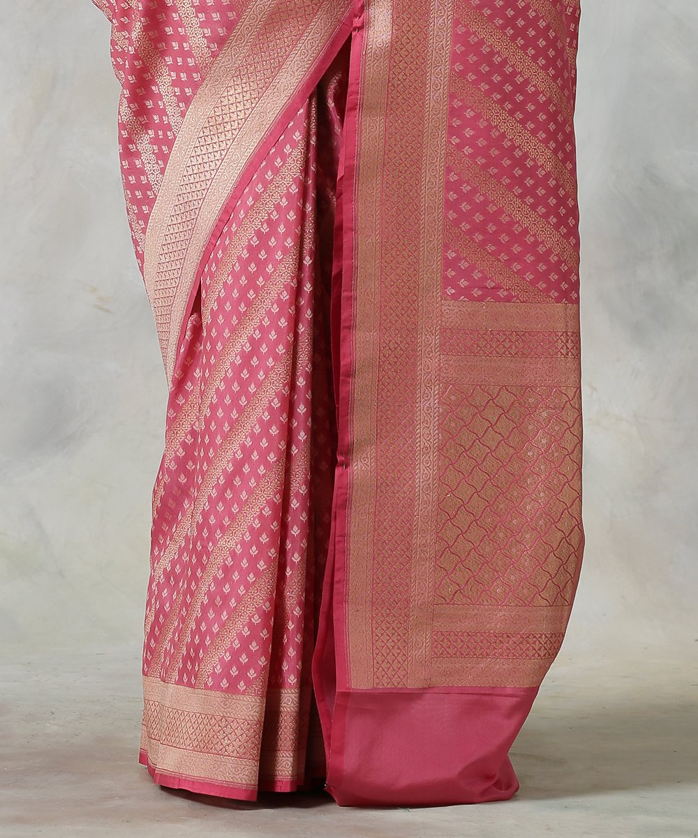 Handloom_Rose_Pink_Katan_Georgette_Banarasi_Saree_with_Aada_Bel_WeaverStory_04