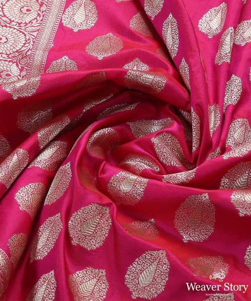 Handloom_Pink_Katan_Silk_Banarasi_Dupatta_with_Cutwork_and_Booti_Design_WeaverStory_05