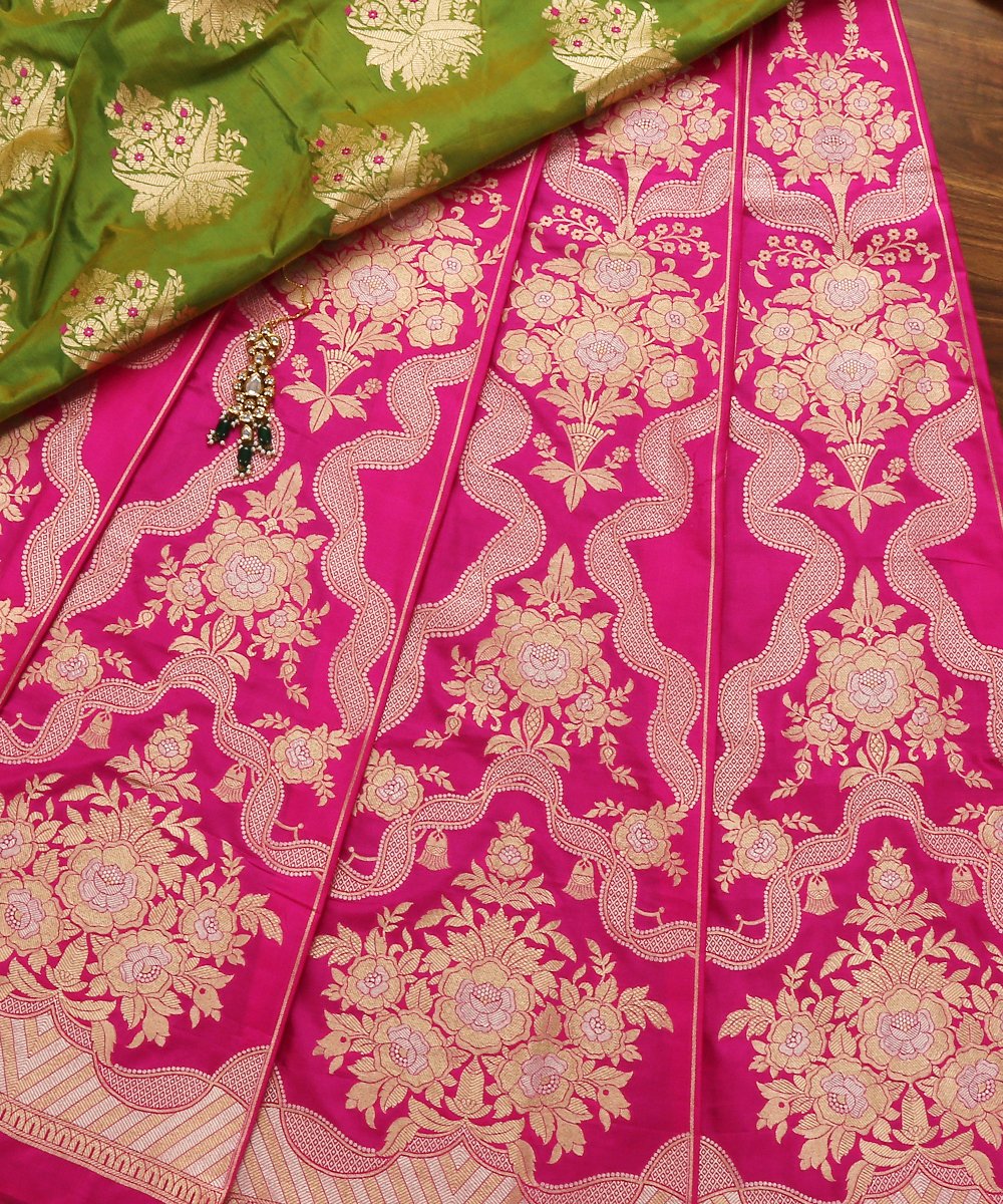 Handloom_Pink_Katan_Silk_Banarasi_Lehenga_With_Gold_Silver_Zari_WeaverStory_01