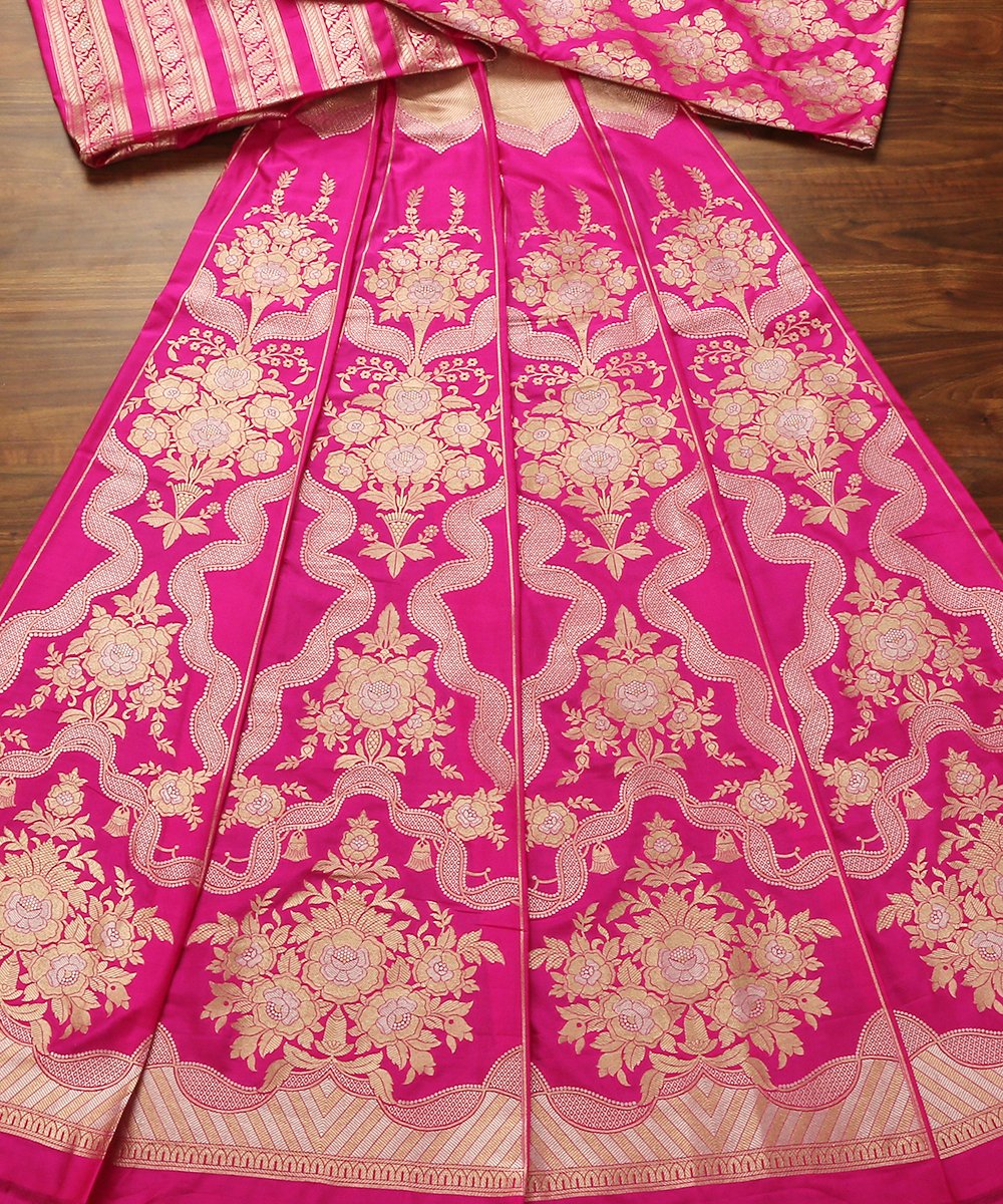 Handloom_Pink_Katan_Silk_Banarasi_Lehenga_With_Gold_Silver_Zari_WeaverStory_02