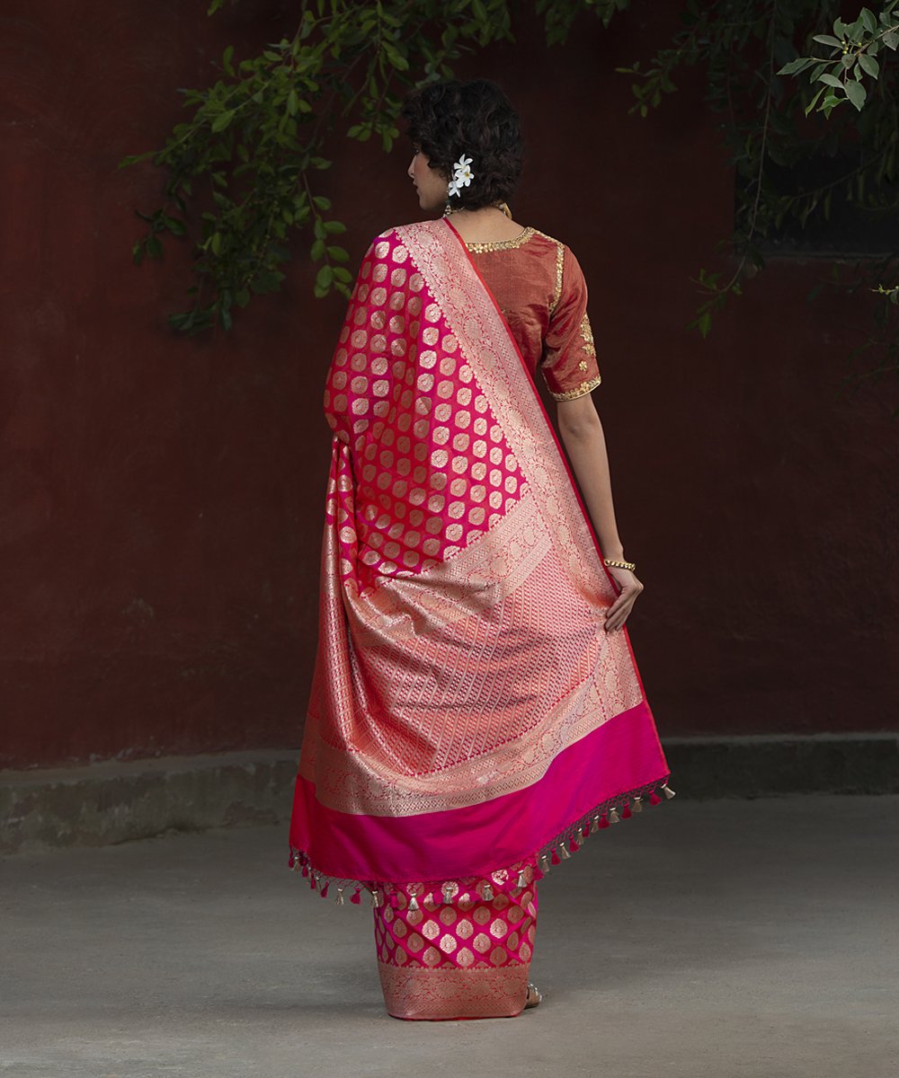 Handloom_Pink_Katan_Silk_Cutwork_Banarasi_Saree_with_Paisley_Boota_WeaverStory_03