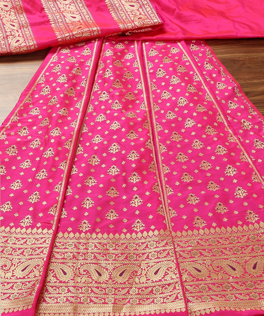 Handloom_Pink_Katan_Silk_Kadhwa_Banarasi_Lehenga_with_Bootidar_Design_WeaverStory_02