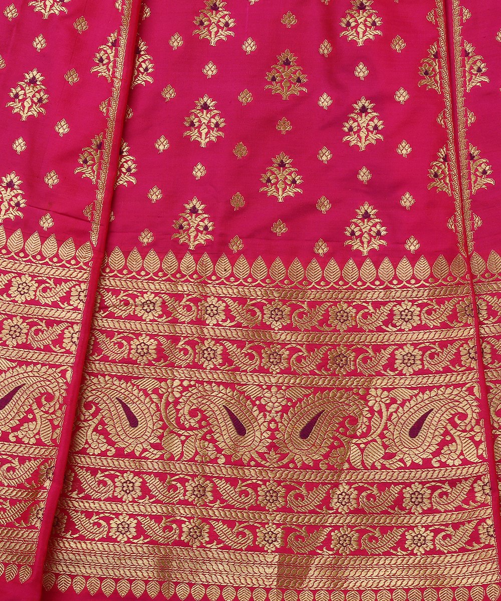 Handloom_Pink_Katan_Silk_Kadhwa_Banarasi_Lehenga_with_Bootidar_Design_WeaverStory_04