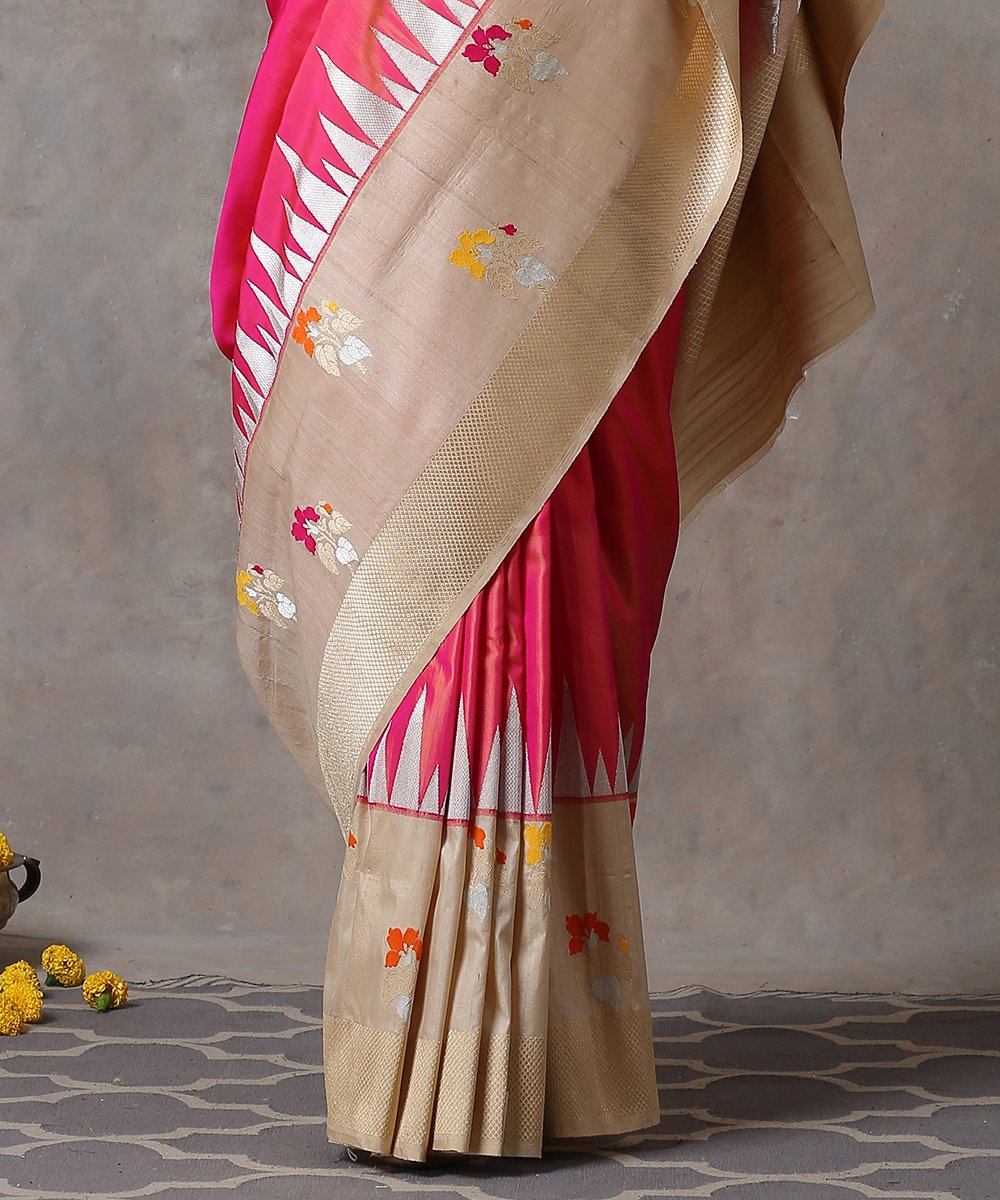 Handloom_Pink_Pure_Katan_Silk_Ektara_Banarasi_saree_With_Tusser_Border_WeaverStory_04
