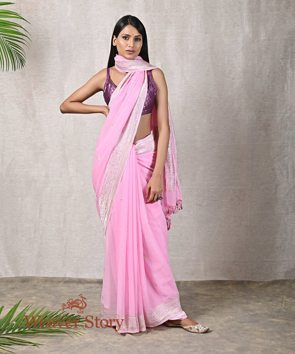 Handloom_Banarasi_Georgette_Saree_in_Pink_with_Silver_Zari_WeaverStory_02