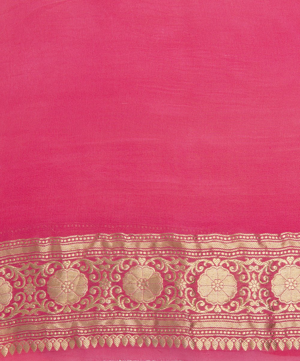 Handloom_Pink_and_Peach_Dual_Tone_Georgette_Banarasi_Saree_With_Kadhwa_Border_WeaverStory_05