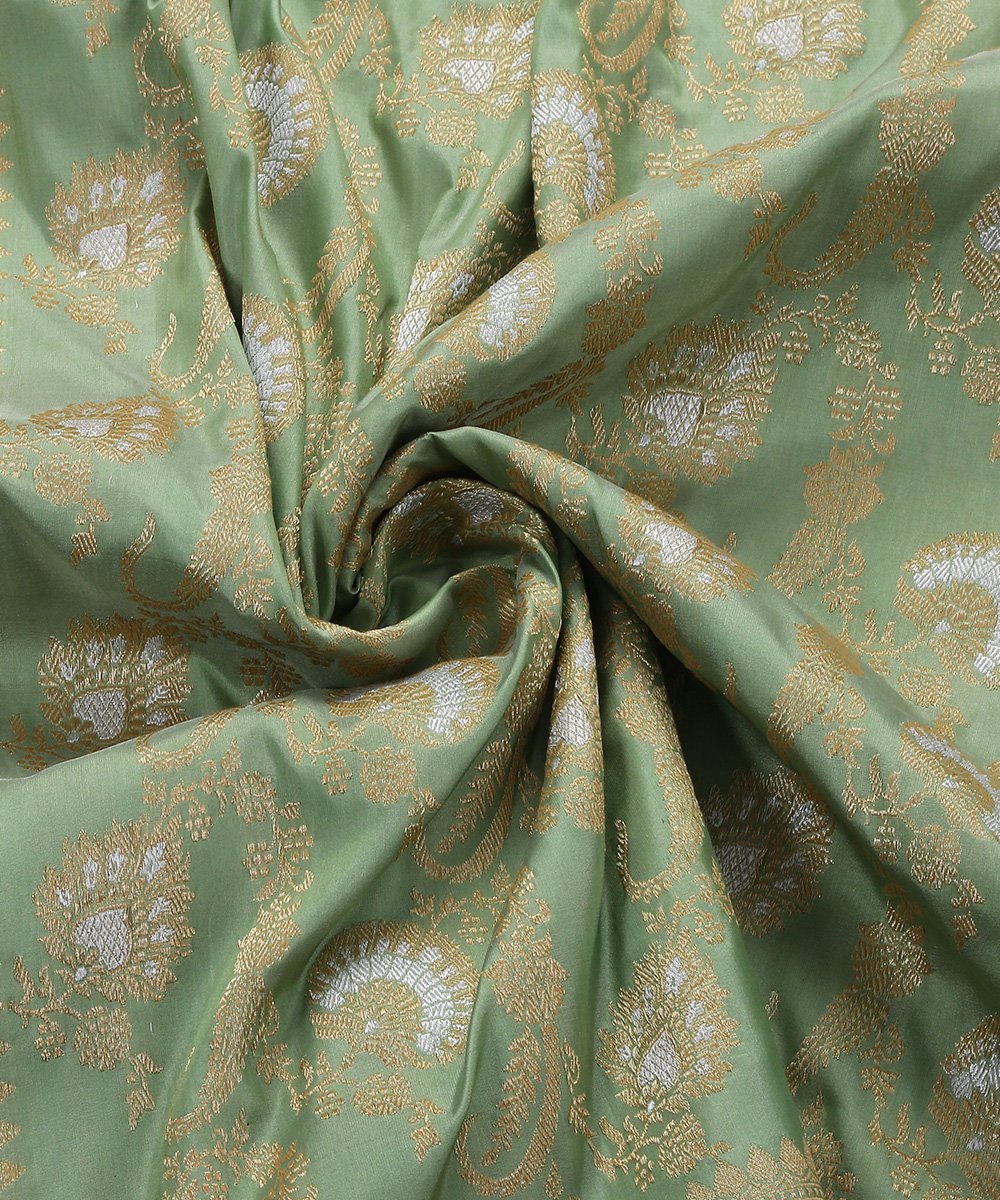 Pista_Green_Pure_Katan_Silk_Banarasi_Jangla_Dupatta_with_Pink_Selvedge_WeaverStory_06