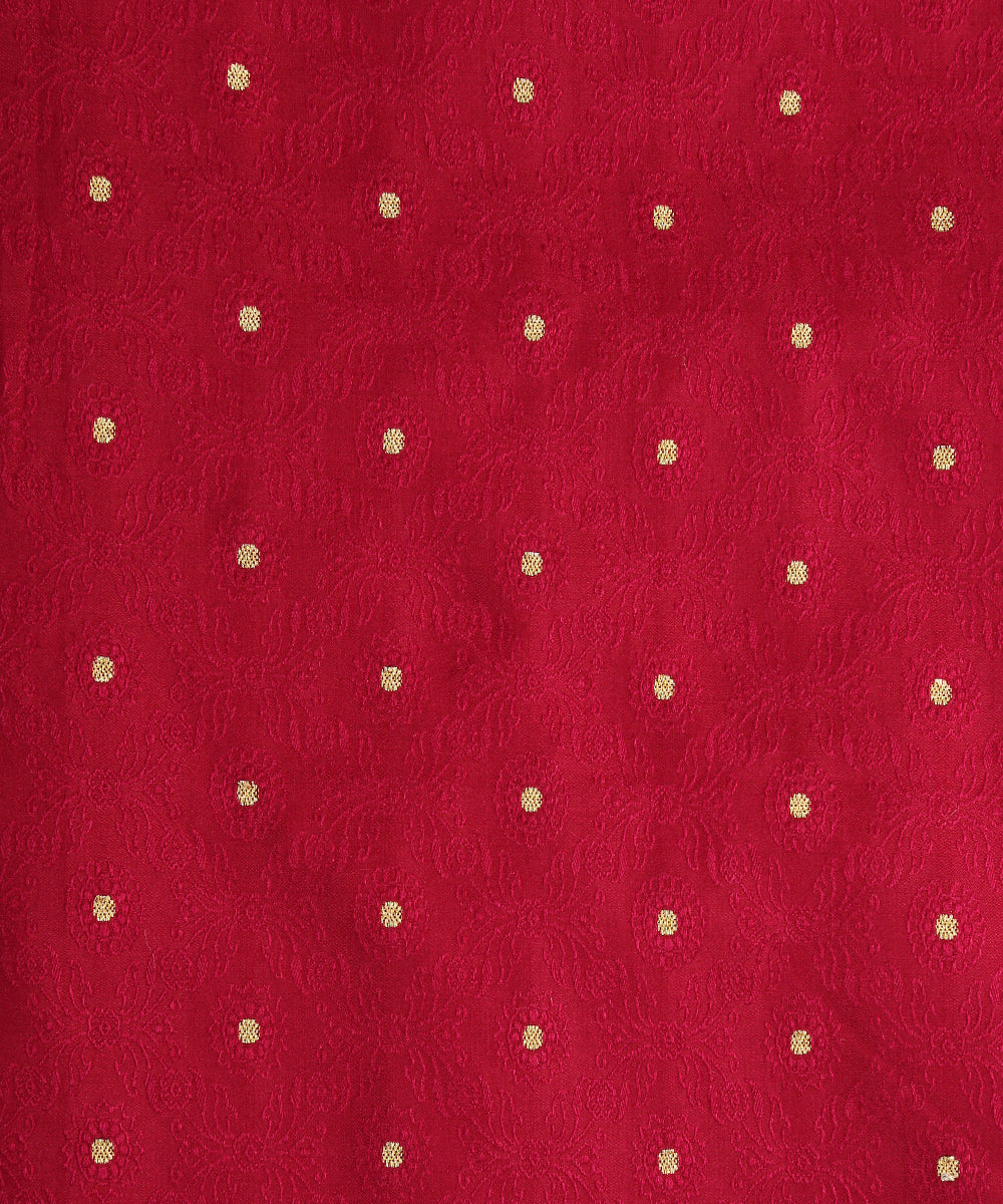 Handloom Pure Katan Silk Tanchoi Banarasi Fabric With Zari Booti