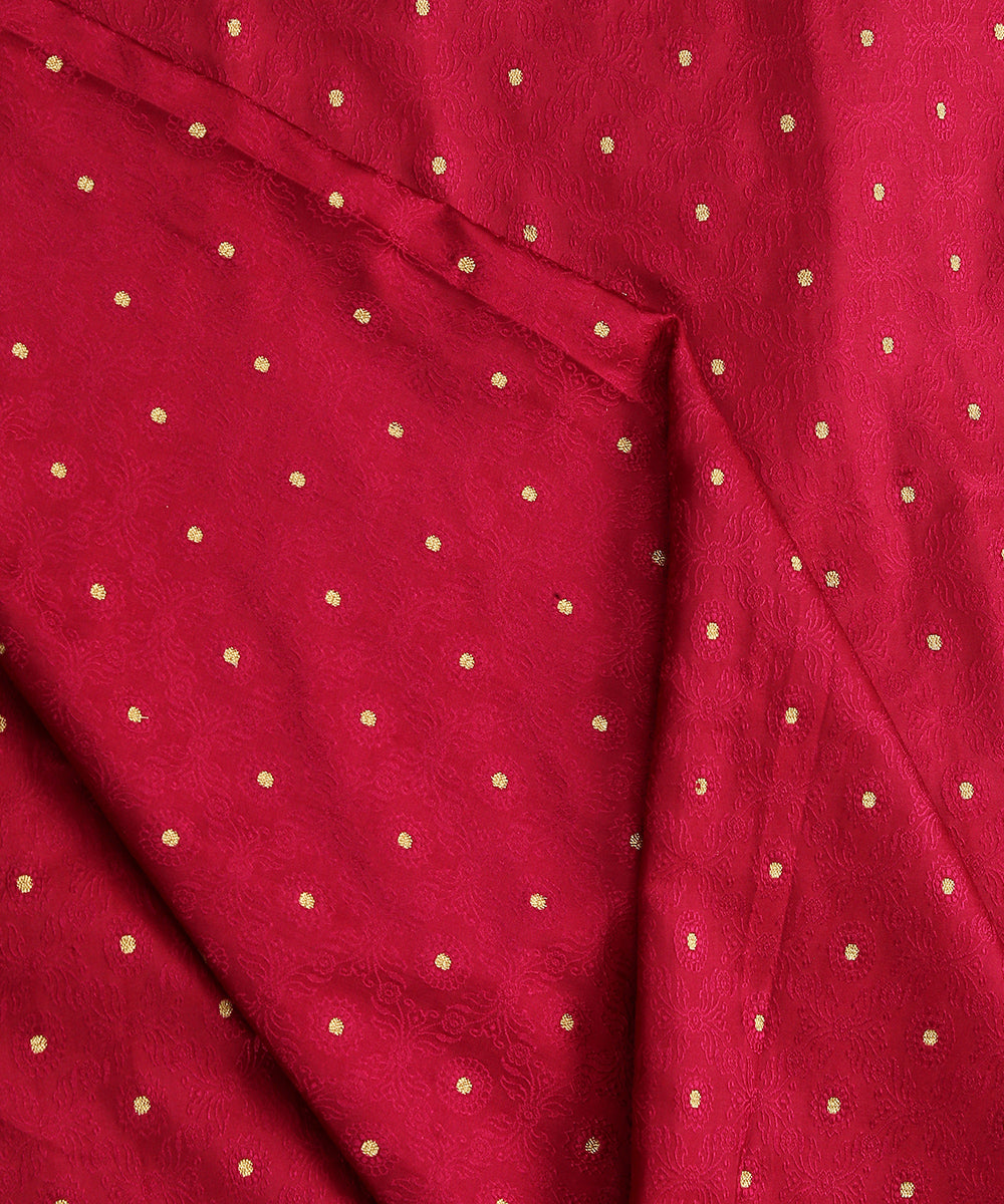 Handloom Pure Katan Silk Tanchoi Banarasi Fabric With Zari Booti