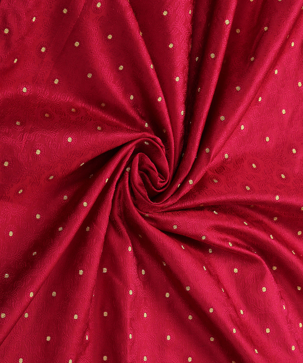 Handloom Pure Katan Silk Tanchoi Banarasi Fabric With Zari Booti