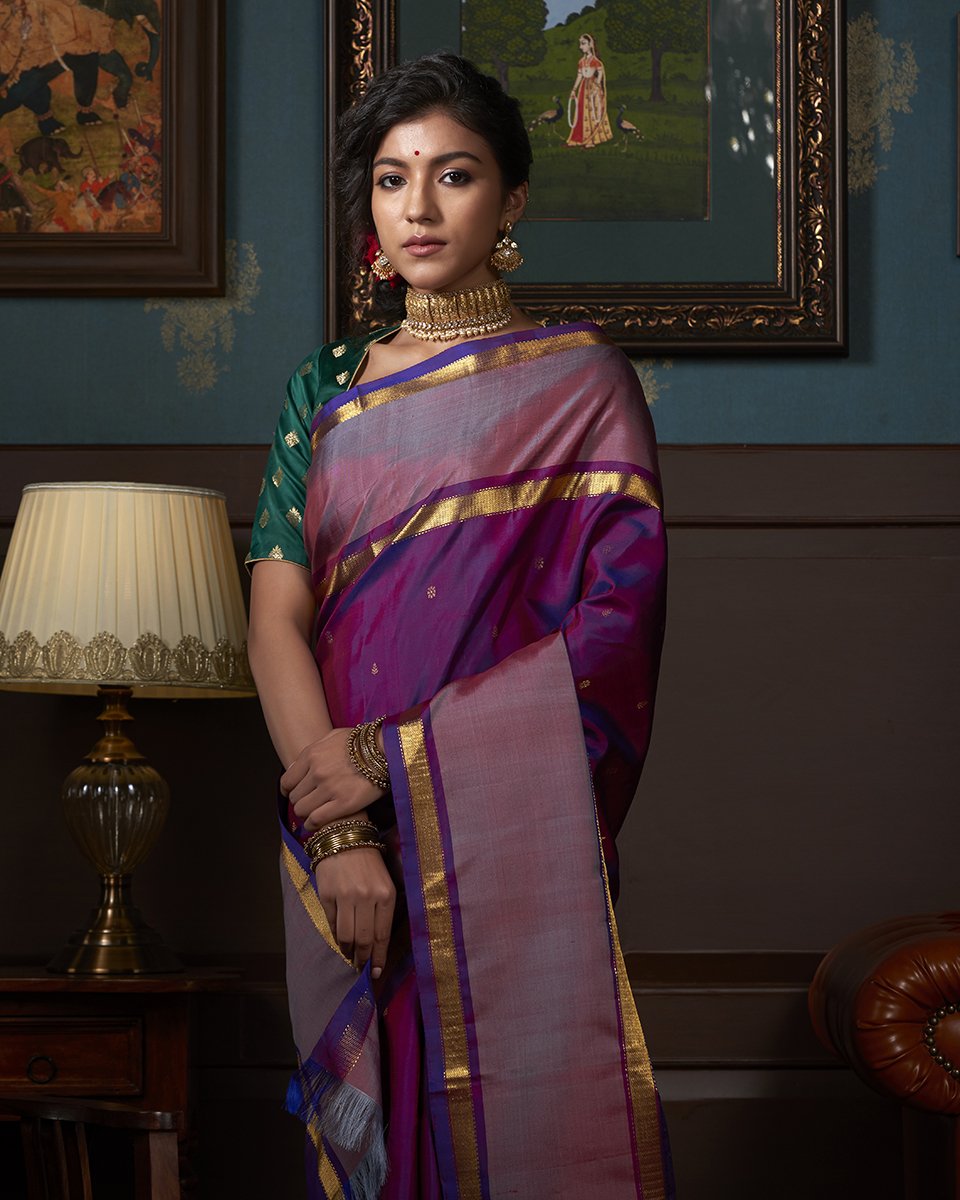 Handloom_Purple_Kanjivaram_Silk_Saree_With_Mauve_Border_WeaverStory_01